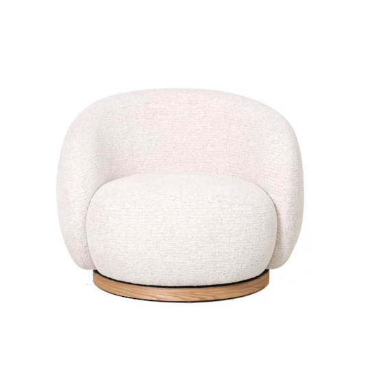 Miami Swivel Chair with Wooden Base - Seashell